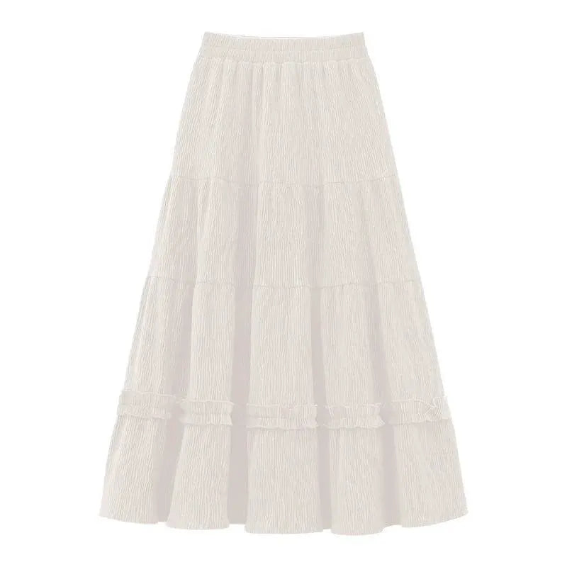 Elegant Velvet Apricot Ruffled A Line Midi Dress Chic