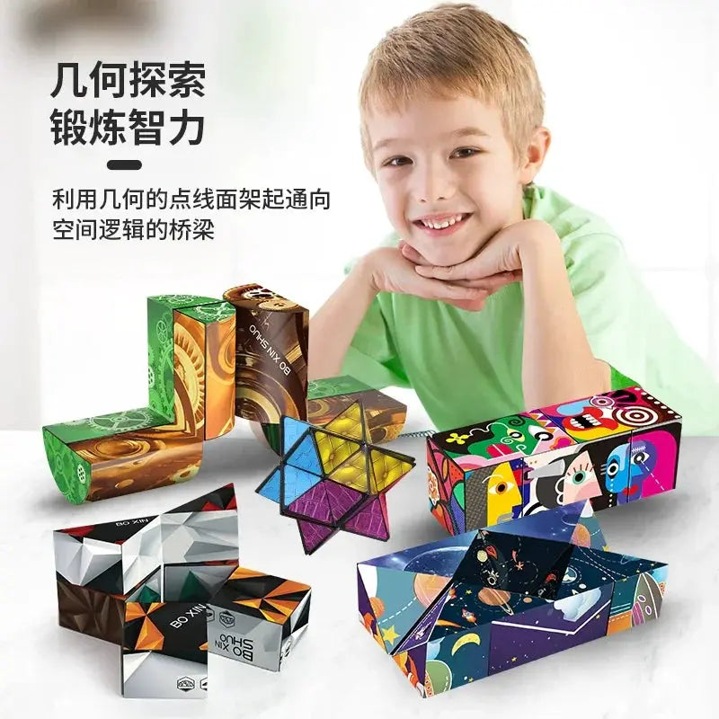3D Geometric Magnetic Cube Sky Blue Educational Toy for All