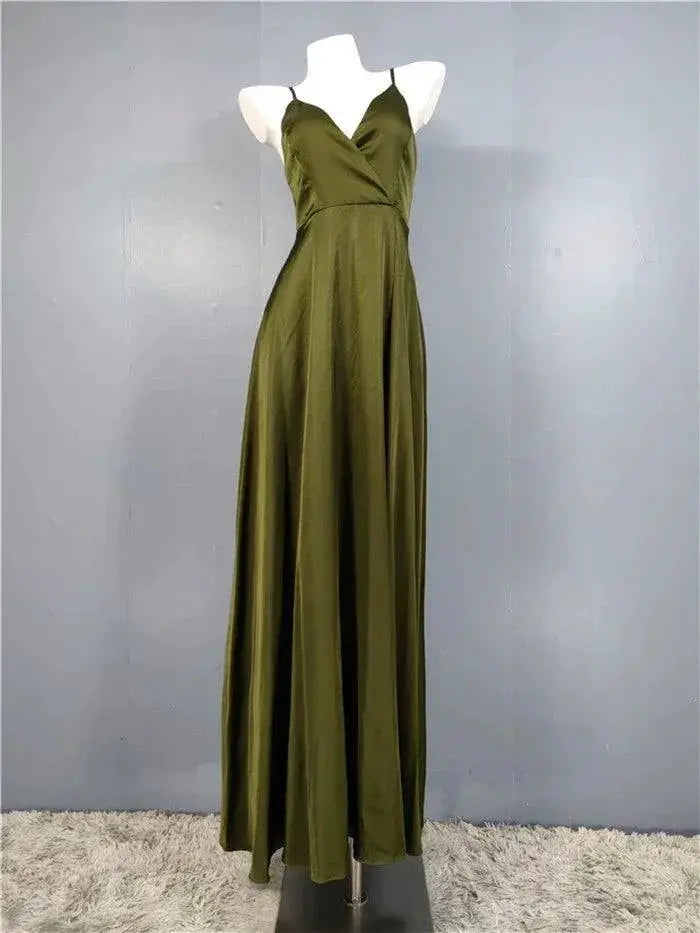 Plaid Texture V Neck Sling Dress Party Chic Style Elegance