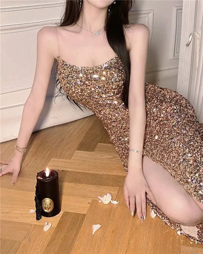 Luxurious Sequin Dress Beach Event Outfit For Women
