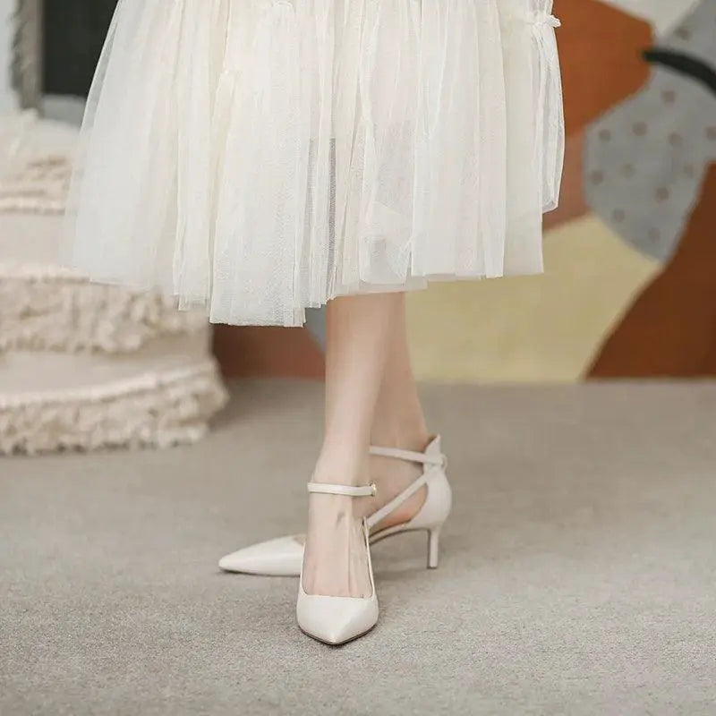 Feiyan Leather Mid Heel Shoes Elegant Versatile Footwear