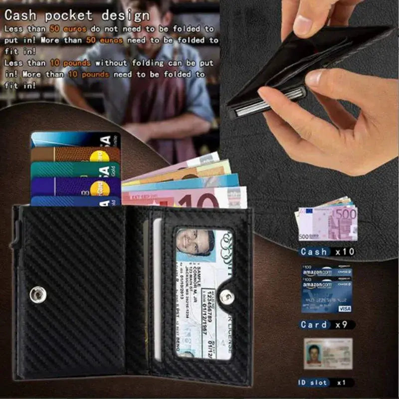 Aluminum Alloy Mens Leather Wallet RFID Anti Magnetic