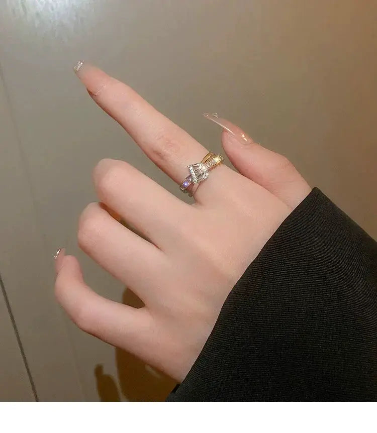 Letter D Open End Zircon Ring For Women 2024 Fashion Jewelry