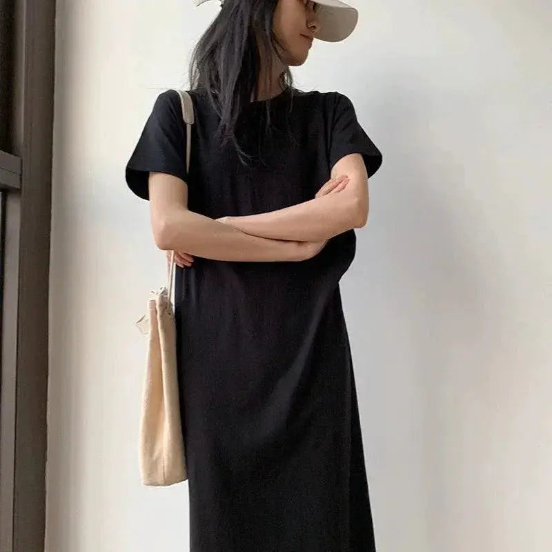 European Chic Cotton Dress Modern Korean Style Elegance