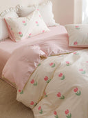 Young Adult Heart Little Flower Cotton Bed Sheets Set