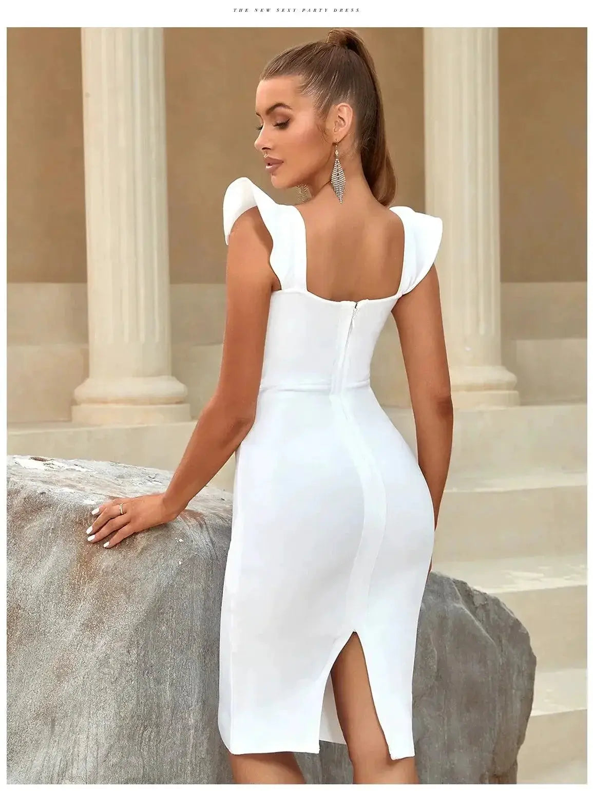 Elegant Hepburn Style Dress With Chic Fishbone Strap Outfit