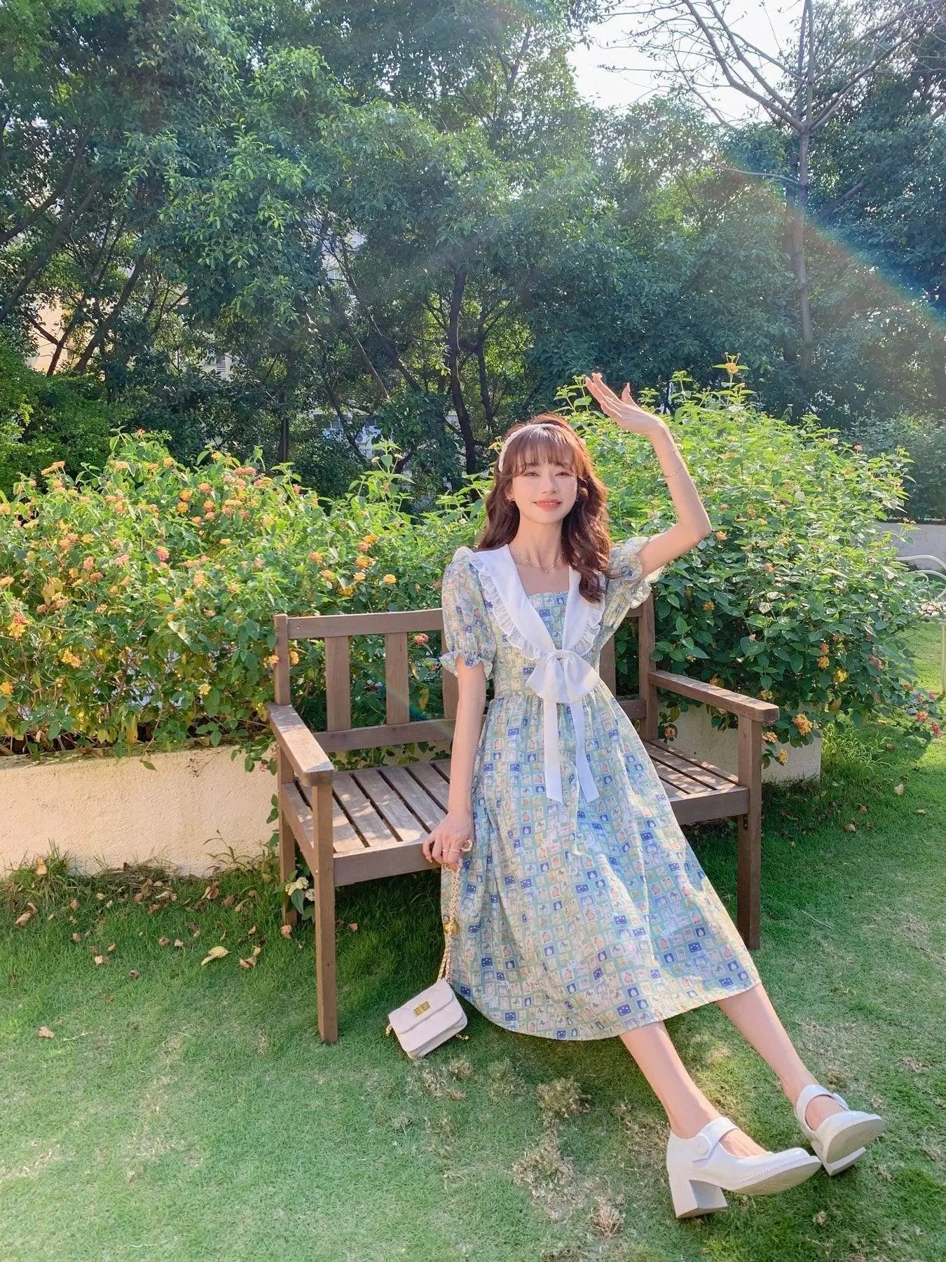 Lu Xiaonai Rabbit Print Summer Dress Princess Charm Style