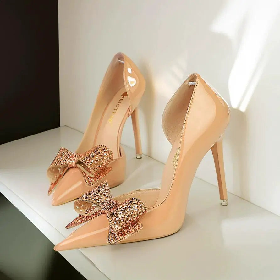 European High Heels Patent Leather Pumps For Elegance