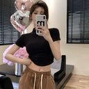 Retro Summer Korean Style Women's Slim Tee Stylish Cotton Top