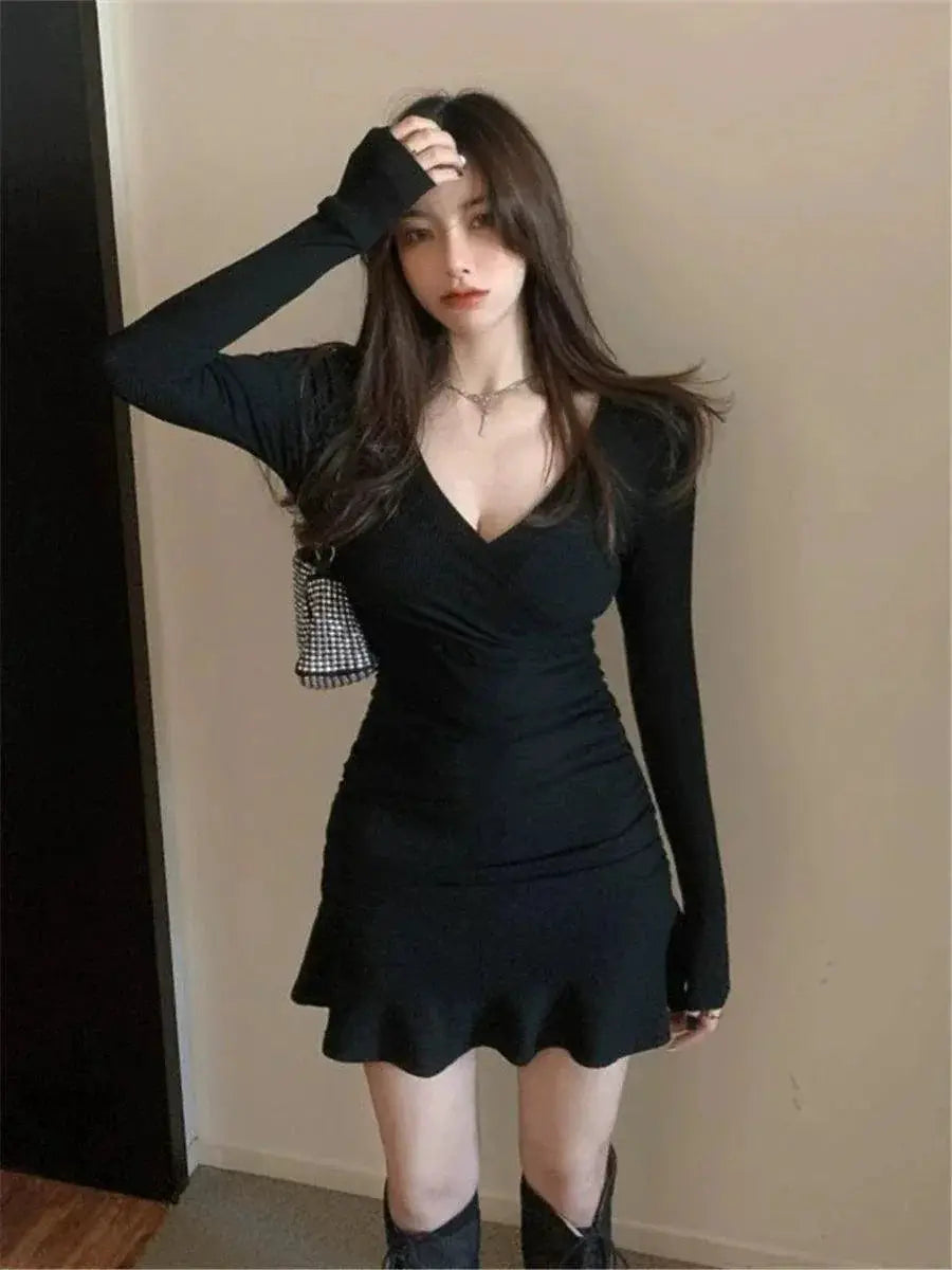 Night Store Black Dress Flattering Fall Style For Women