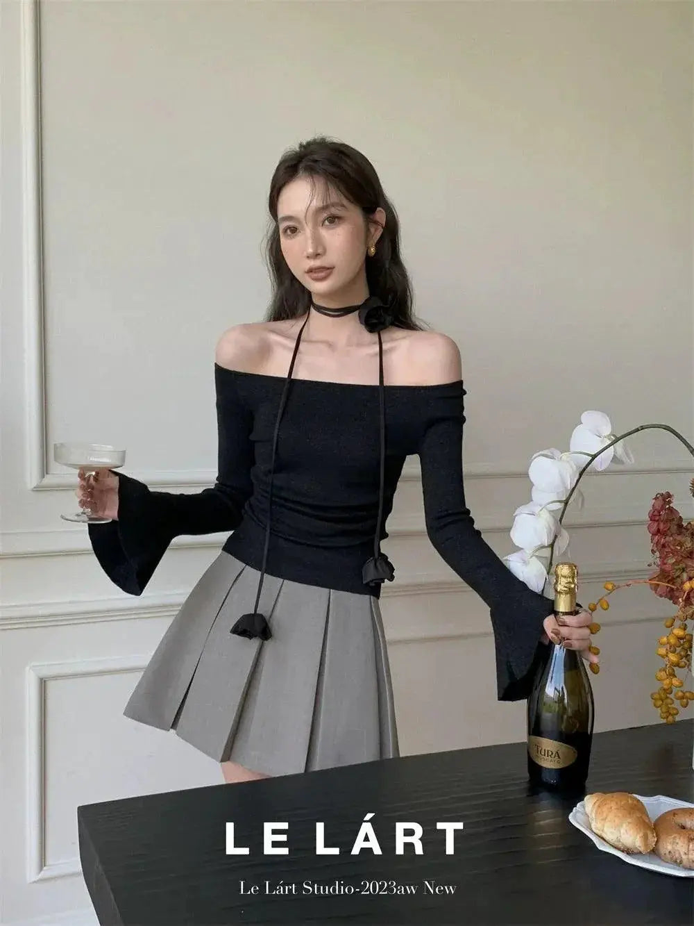 Off The Shoulder Slim Sweater Korean Chic Autumn Essential