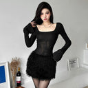 Sylcue Long Sleeve Dress Sophisticated Slim Fit Apparel