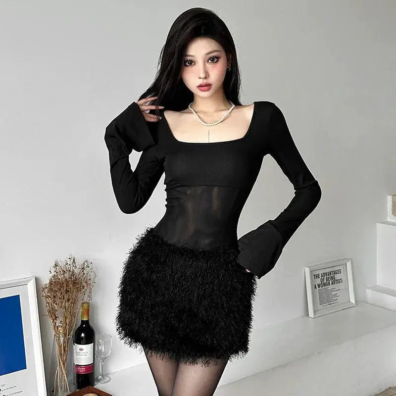 Sylcue Long Sleeve Dress Slim Fit Elegant Apparel Collection