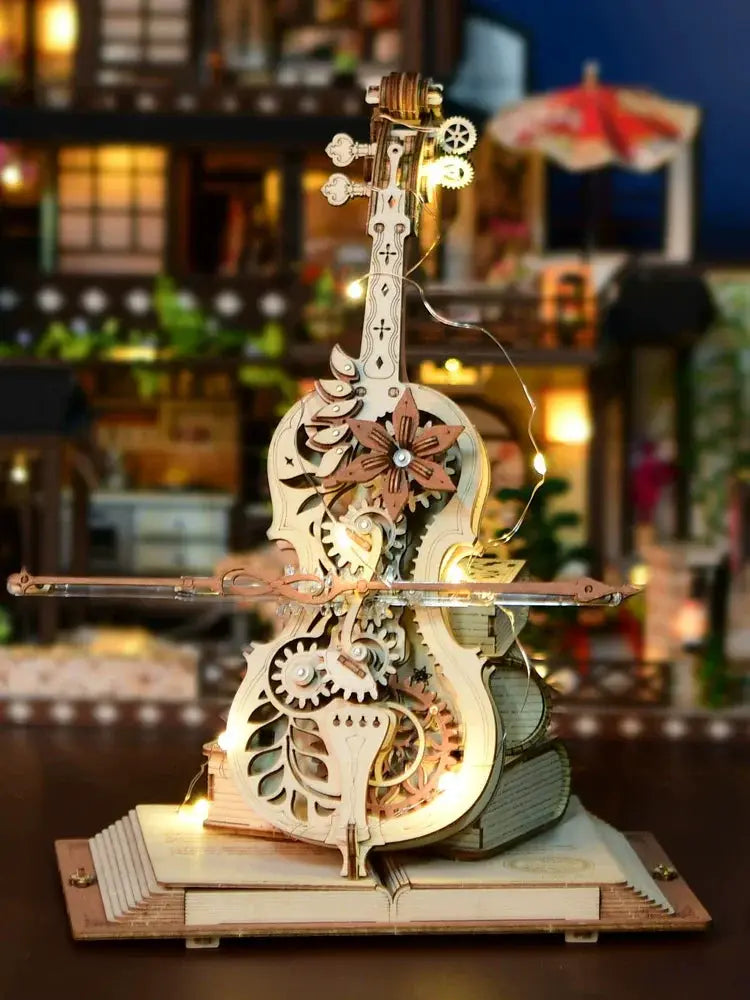 Ruoke Secret Cello Music Box Retro Wooden Gift For Lovers