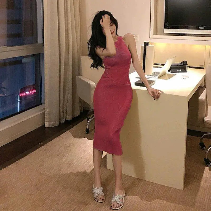 Spring Charm Knit Dress Elegant Fit For Sophisticated Style