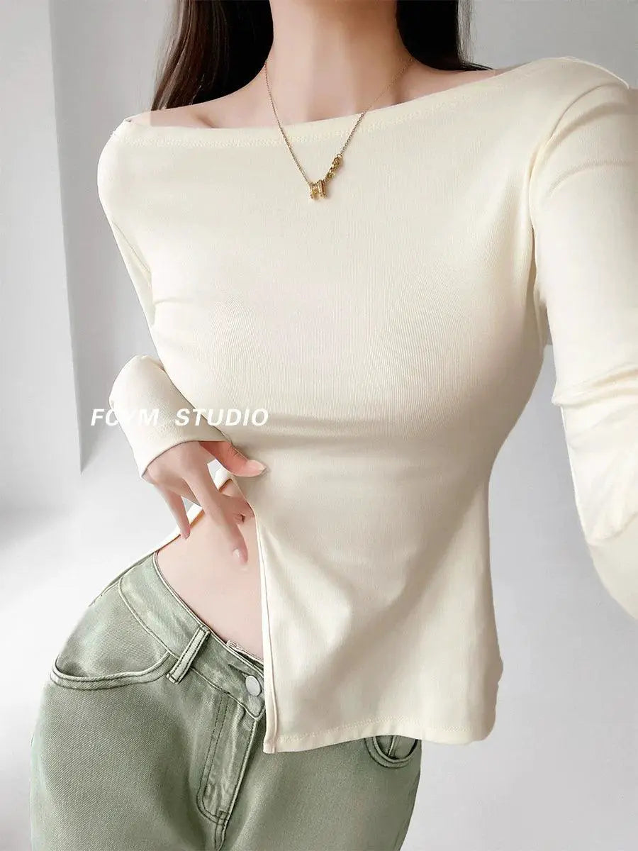 Seductive Off Shoulder Tee Trendy Streetwear Top For Women