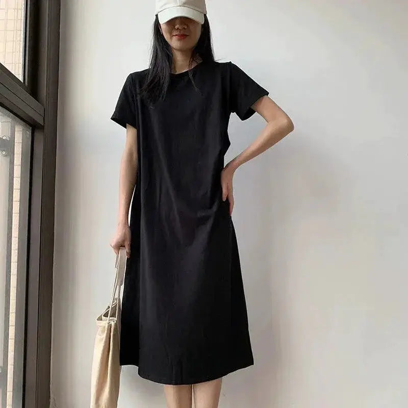 European Chic Cotton Dress Modern Korean Style Elegance