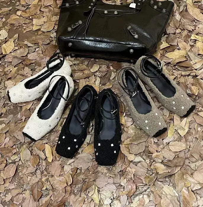 Korean Inspired Ballet Flats With Unique Cross Decoration