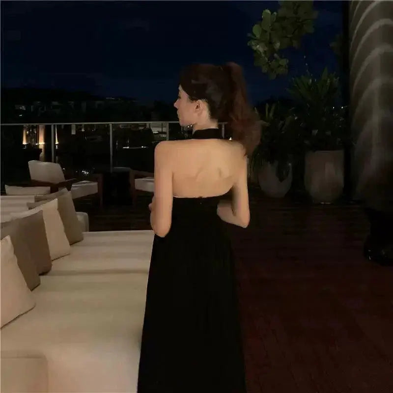 Elegant Chiffon Little Black Dress Luxury Party Attire