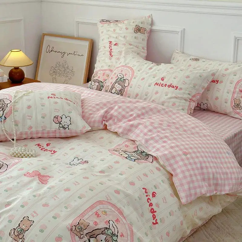 Spring Summer Girly Cotton Quilt Set Dorm Room Bedding