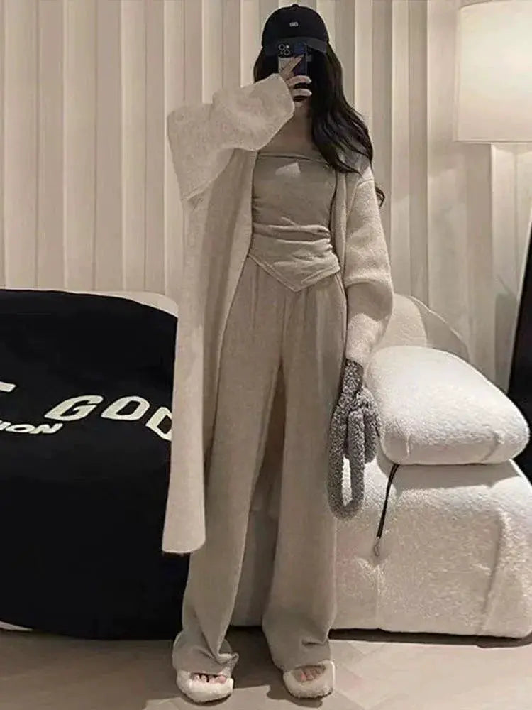 Early Spring Cardigan Tube Top Set Versatile Essential