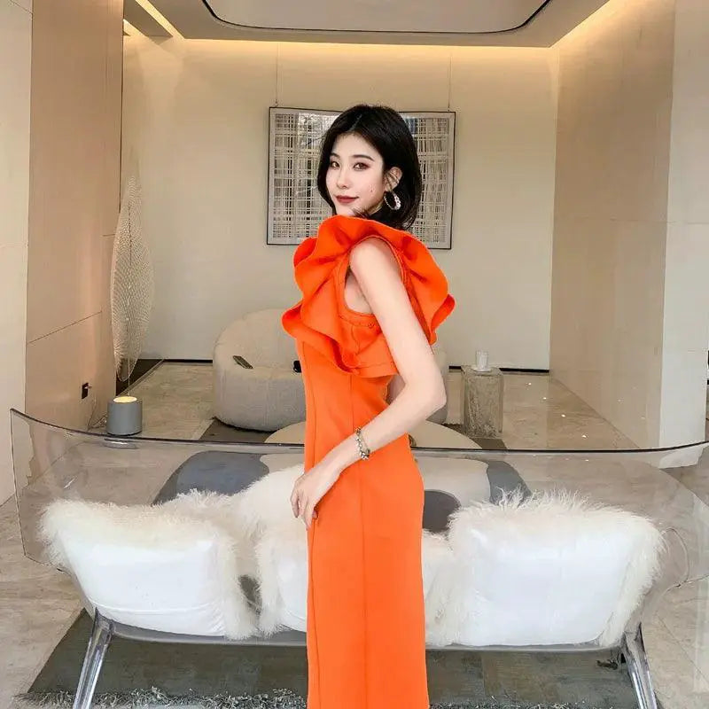 Dollytang Slim Fit Host Dress Elegant Retro Style Sleeves