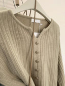 Cozy Oatmeal V-neck Split Sweater Winter Fashion Essential