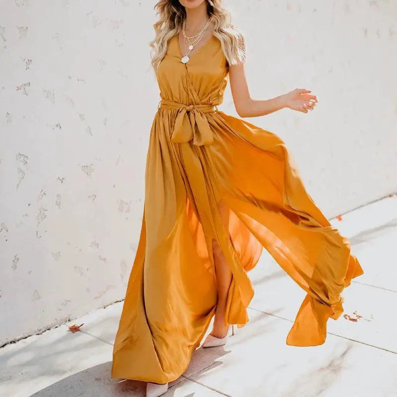 Elegant V-Neck Sundress For Party Club Chic Style Essentials