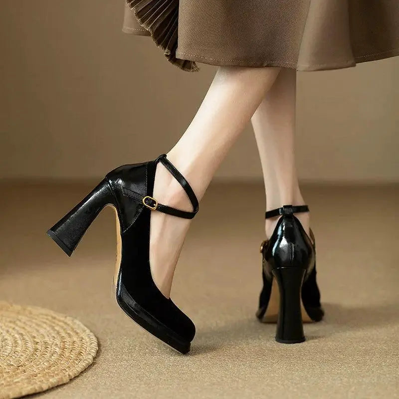 Mary Jane French Retro High Heels For Stylish Women Footwear