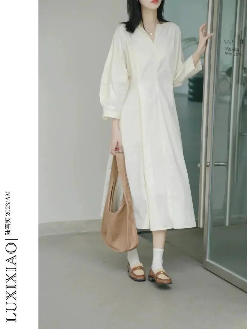 Luxixiao V Neck Sleeves Dress For Effortless Style