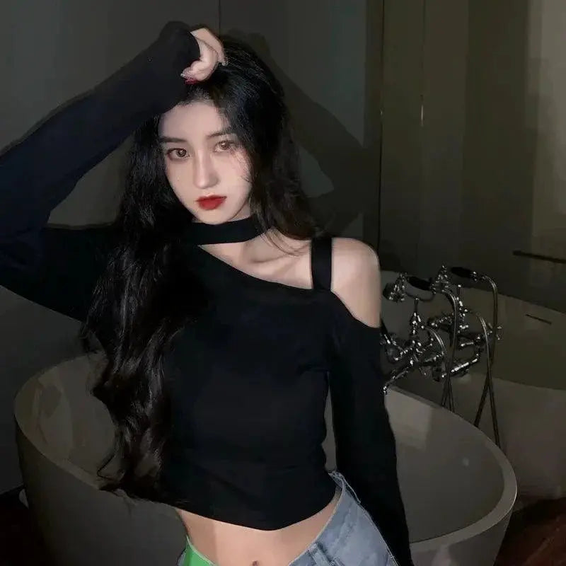 Strapless Black Blouse Elegant High Waist Top for Women