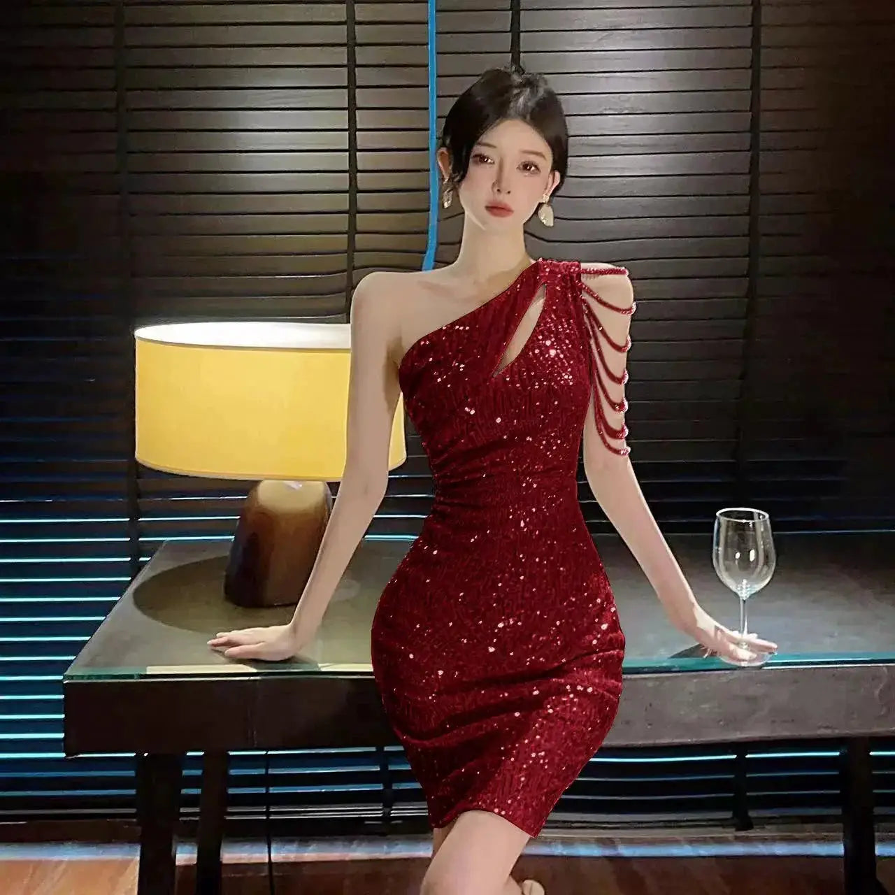 Sequin Embellished Backless Dress Glamorous Flattering Choice