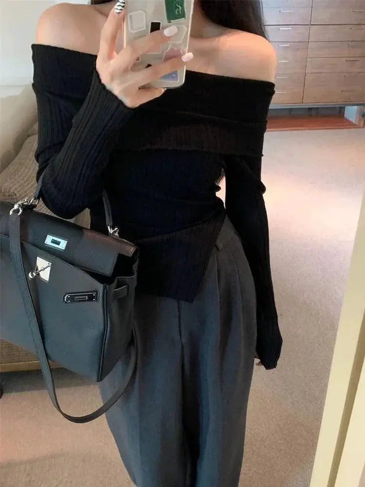 Cozy Off The Shoulder Knitwear For Plus Size Fashion Piece