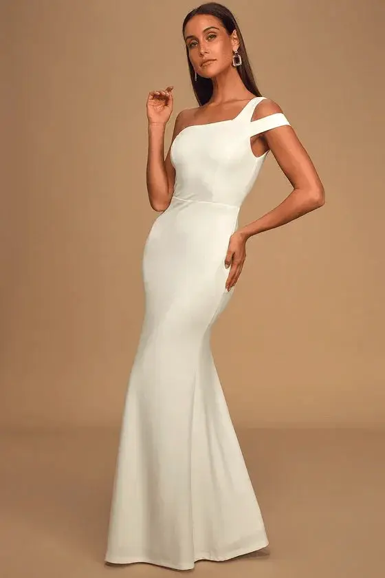Gentle Banquet Off Shoulder Gown Elegant Party Dress