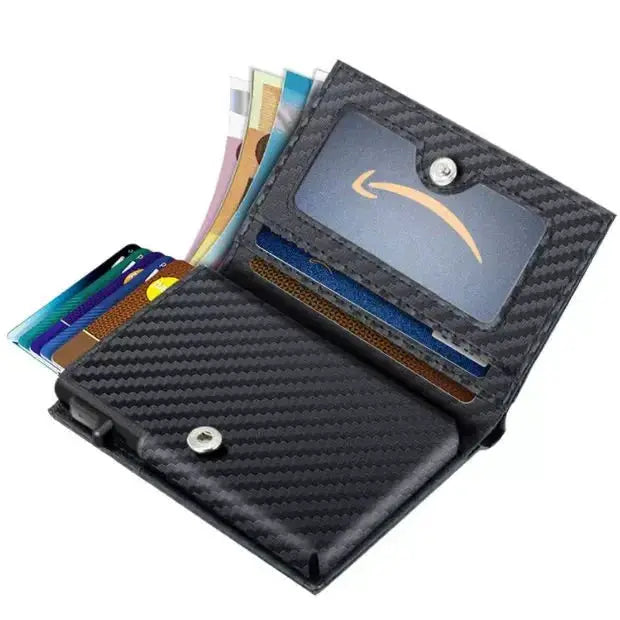 Aluminum Alloy Mens Leather Wallet RFID Anti Magnetic