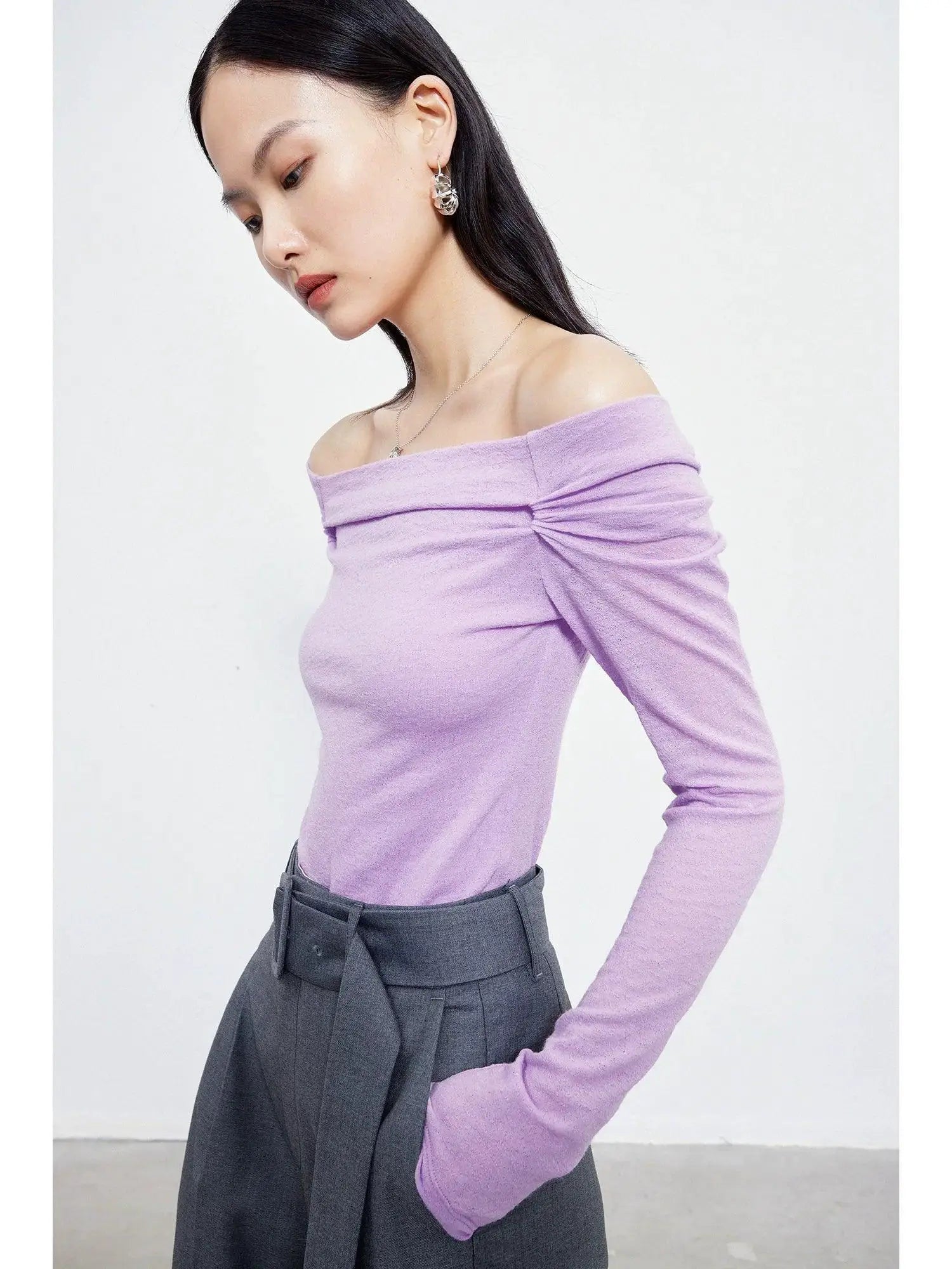 Buckthorn Off Shoulder Knit Shirt Stylish For Women