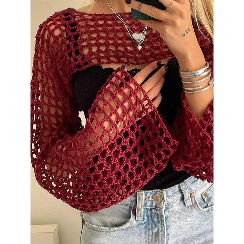 Sensual Mesh Eye Cut Out Top Urban Elegance For Women