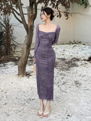 Insdoit Lace Bodycon Dress Retro Chic Winter Fashion