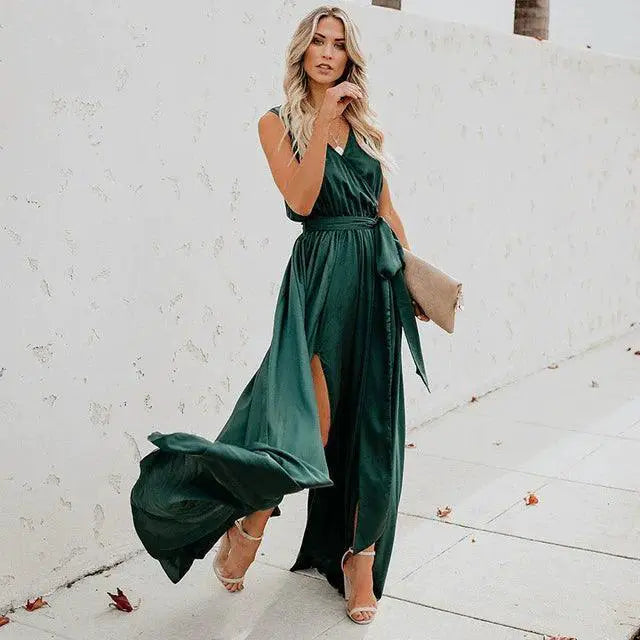 Elegant V-Neck Sundress For Party Club Chic Style Essentials