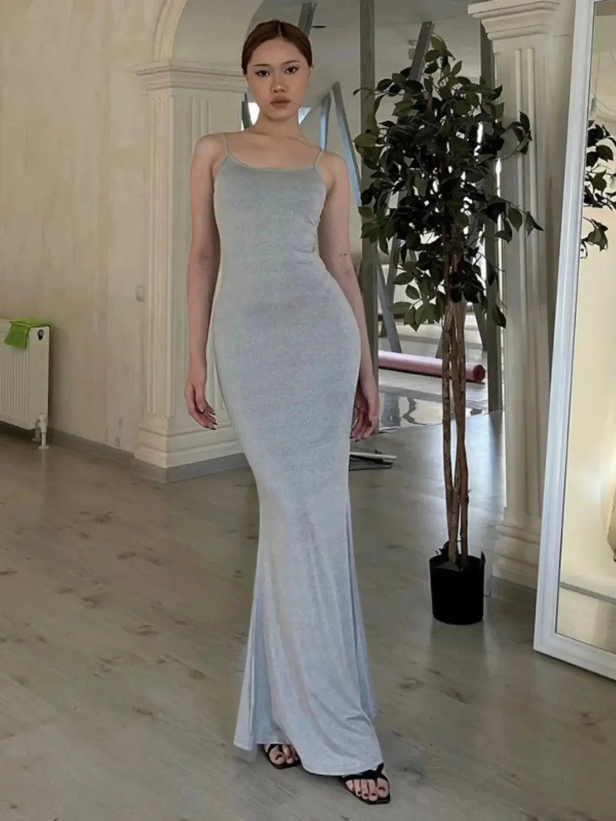 Fancy Butterfly Backless Slip Dress Summer Slim Fit