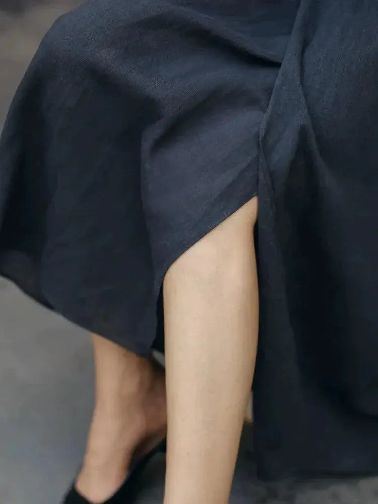 Sensual Shirt Dress Luxury Linen Cotton Polo Overknee Dress