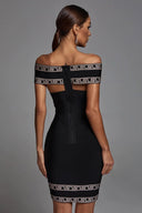 Elegant Black Jacquard Dress Retro French Style Statement