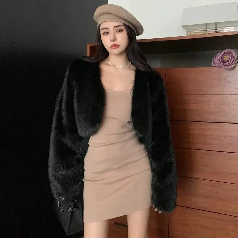 Eco Plush Fur Winter Jacket Ultra Short Sustainable Fashion