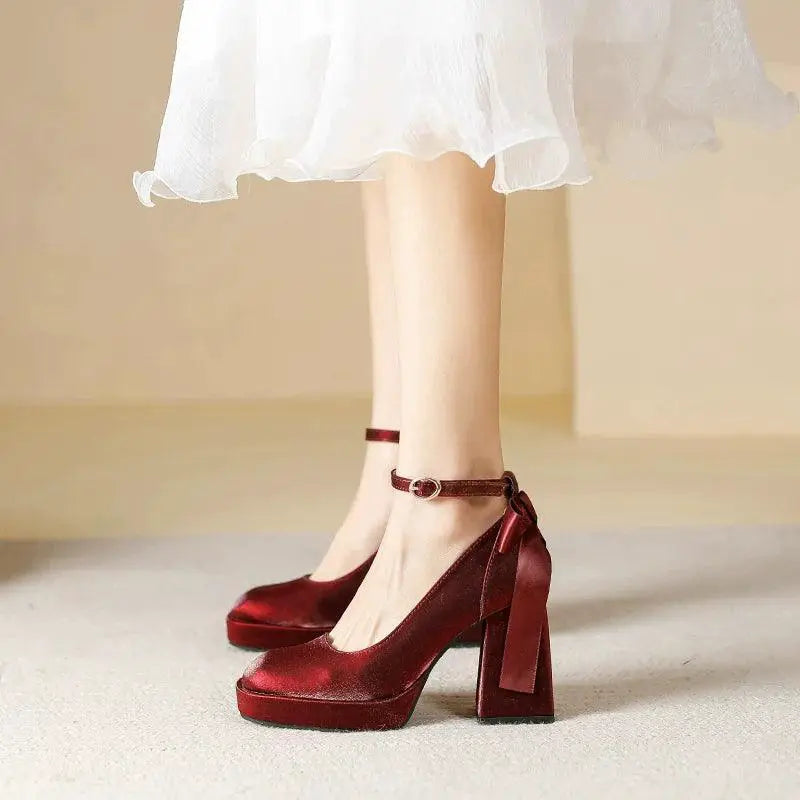 Fairy Satin Strap Retro Heels Elegant Magical Style