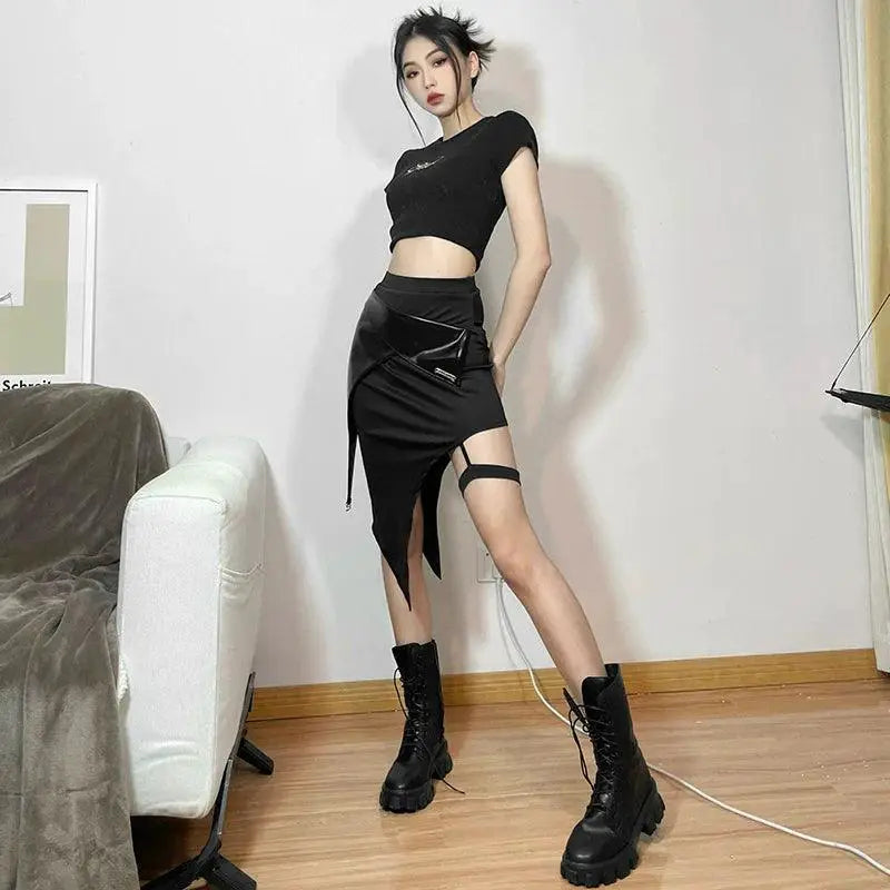 Kliou Asymmetrical Skirt Edgy Street Style For Youth