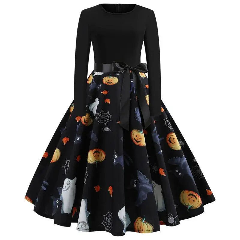 Fancy Pumpkin Halloween Dress Vintage Floral A Line Costume