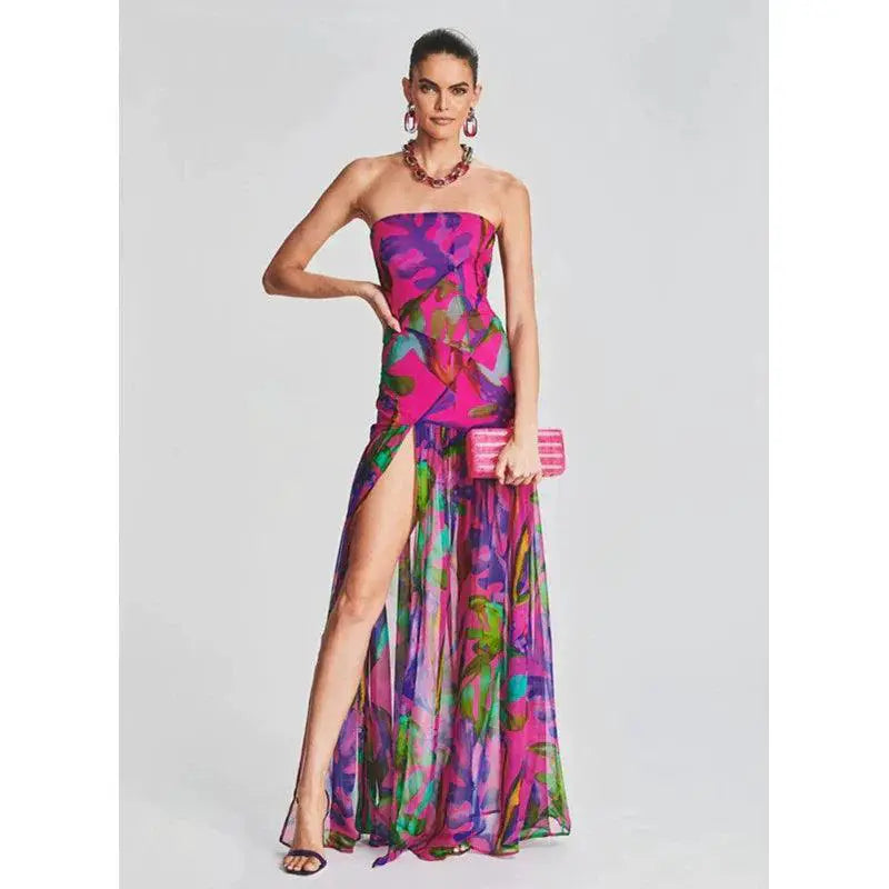 New Floral Maxi Dress Elegant Summer Events Attire Chic