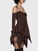 Ruched Asymmetrical Slim Fit Backless Sling Dress Style