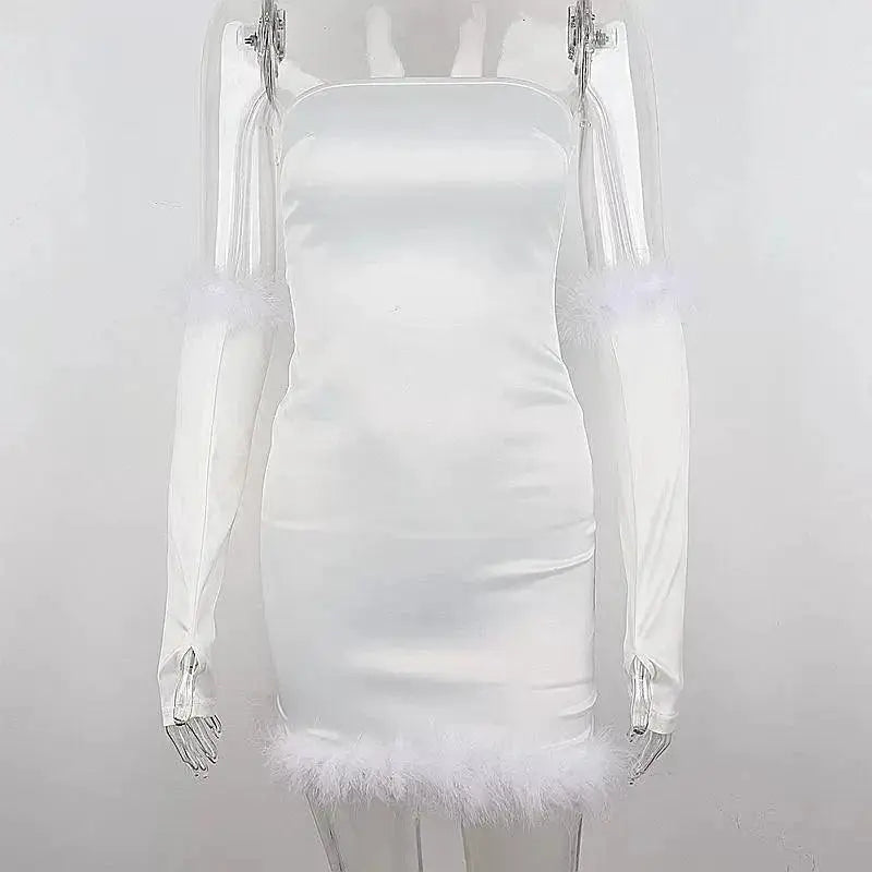 European Chic Cuff Sleeve Winter Dress Elegant Fashion