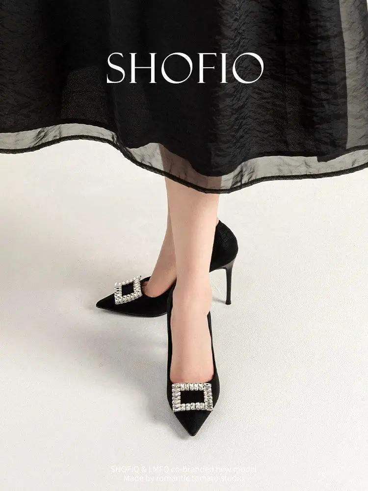 Genuine Leather Rhinestone High Heels For Stylish Women